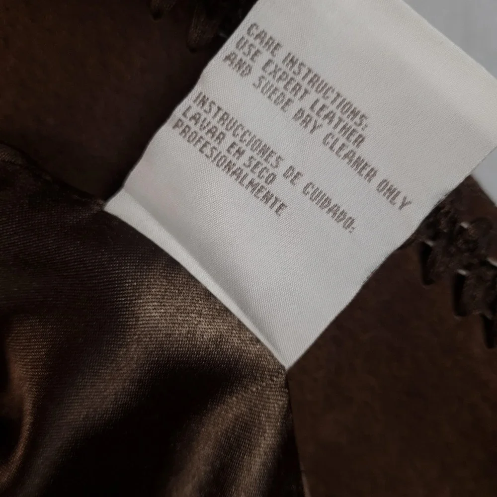 Vintage Y2K Mudd Suede Jacket Womens Large Brown Floral Embroidered Festival - Picture 16 of 16